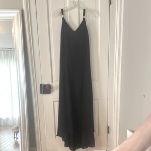 Long Black Gown with Silver Metal Accents 14W EUC